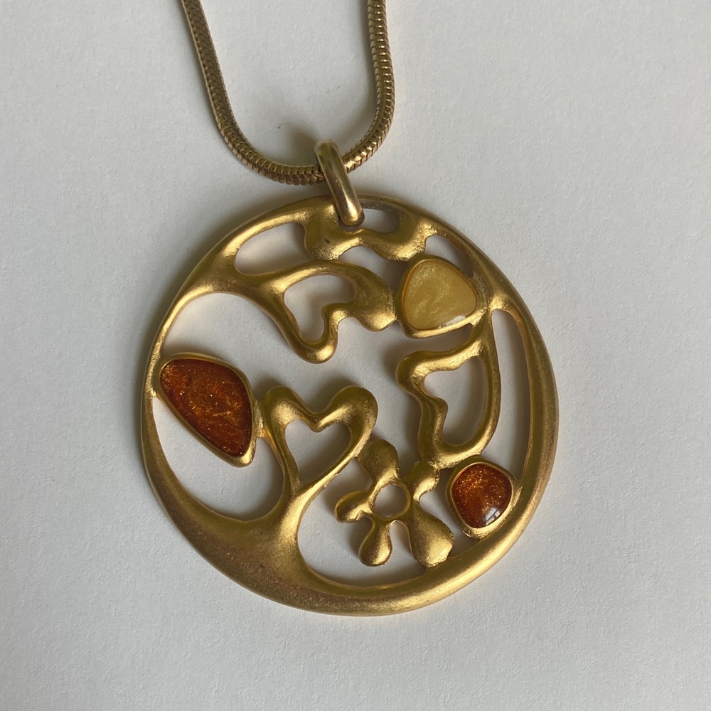 Vintage LCi Liz Caliborne Gold Tone Pendant Necklace